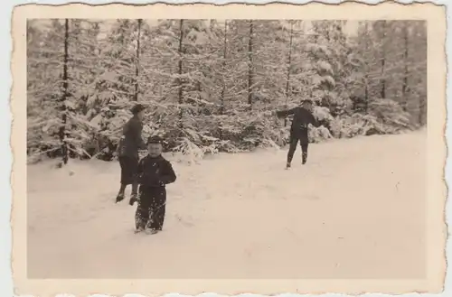 (F15805) Orig. Foto Kinder spielen im Winterwald bei Chemnitz 1938