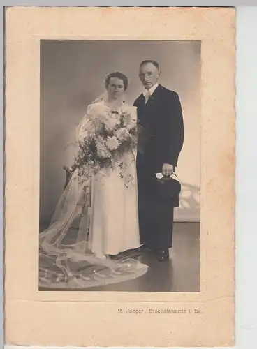 (F15792) Orig. Foto Hochzeit, Hochzeitspaar Bischofswerda 1920er