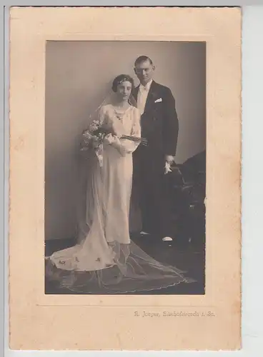 (F15791) Orig. Foto Hochzeit, Hochzeitspaar Bischofswerda 1920er