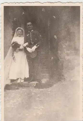 (F15732) Orig. Foto Hochzeitspaar, Anna mit deutschem Soldat 1940er
