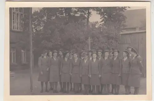 (F15628) Orig. Foto Mühlberg / Elbe, Damen im RAD-Lager angetreten 1943