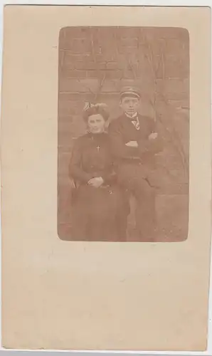 (F15496) Orig. Foto Frau mit jungen Mann, Student 1910er