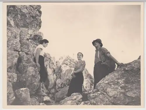 (F15488) Orig. Foto Personen am großen Waxenstein, Bergwanderung 1920er