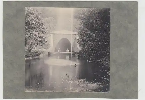 (F15425) Orig. Foto Gondelboot "BAE 23" vor einem Tunnel 1920er