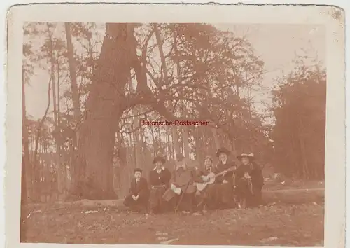 (F15360) Orig. Foto Personen mit Gitarre im Wald 1910er
