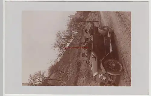 (F15334) Orig. Foto Personen mit Schutzbrillen im offenen Automobil 1910er