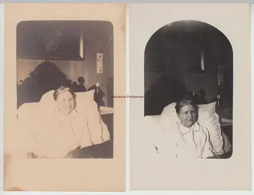 (F15295) 2x Orig. Foto Frau zu Hause im Bett 1910er