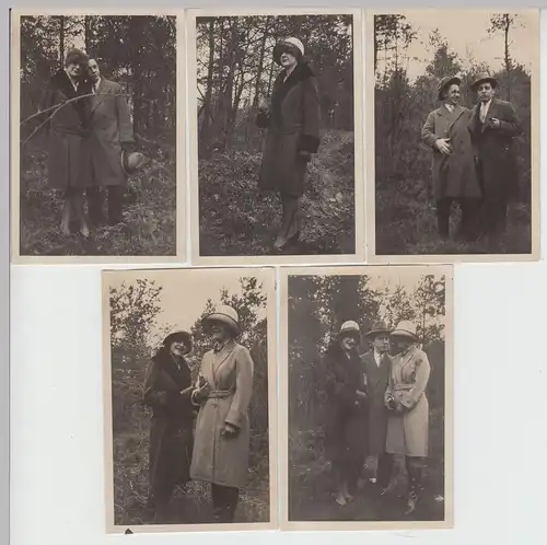 (F14994) 5x Orig. Foto Spaziergang, Personen in Kaltenhuhn 26.1.1929