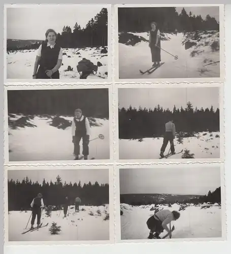 (F14881) 6x Orig. Foto Damen d. Bremer Skiklubs im Harz, Winter 1936