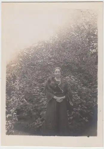 (F1472) Orig. Foto Dame mit Fuchs, 1910er, 20er