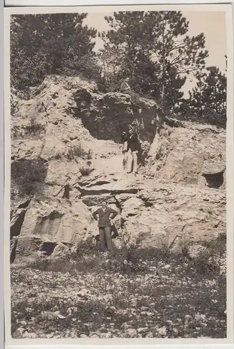 (F14638) Orig. Foto Bad Frankenhausen, Kletterpartie am Felsen 1932