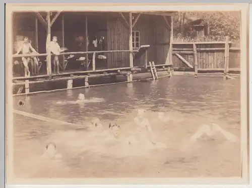 (F14223) Orig. Foto Jungs in der Badeanstalt, vermutl. Berlin Grunewald, 1911