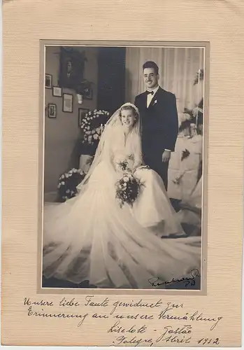 (F1406) Orig. Foto Großfoto Hochzeitspaar aus Port Alegre 1952