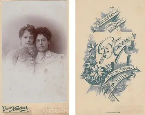 (F14) Original Foto um 1900 junge Frauen, Paar (Kabinettfoto)