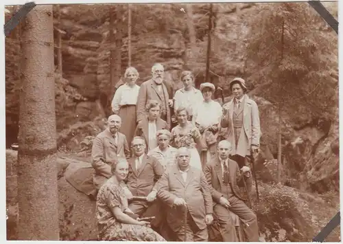 (F12997) Orig. Foto Personen bei der Wanderung, Elbsandsteingebirge 1926