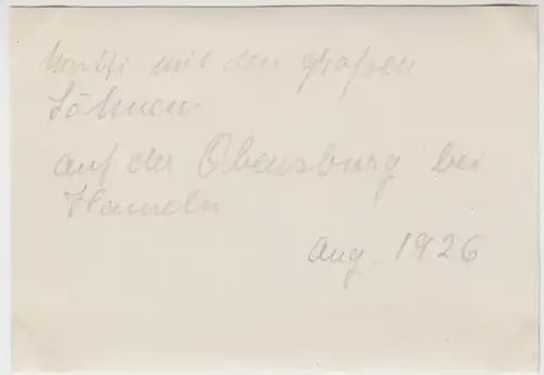 (F12975) Orig. Foto Mutter Lili Siemsen m. Söhnen an der Obensburg b. Hameln 192