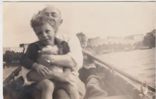 (F12967) Orig. Foto Ruderpartie auf der Alster, Vater mit Sohn Werner Siemsen 19