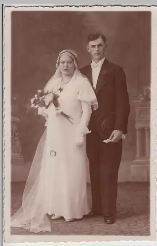 (F12824) Orig. Foto Hochzeitspaar, Kabinettfoto 1934
