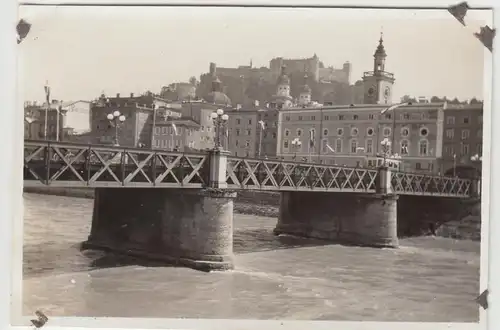 (F12343) Orig. Foto Salzburg, Blick über Brücke zur Hohensalzburg 1930