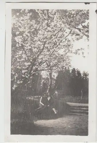 (F12233) Orig. Foto junge Frauen unter einem Kirchbaum 1931