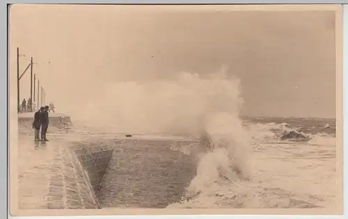 (F12096) Orig. Foto Brandung an der Mole, Ostsee, Nordsee vor 1945