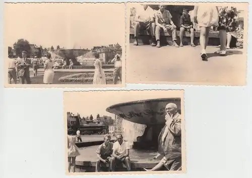 (F12067) 3x Orig. Foto Urlaub in Constan?a 1950/60er, Platz mit Brunnen