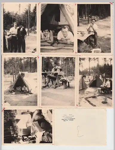 (F12058) 15x Orig. Foto Urlaub in Arendsee, DDR 1959, Zelten im Wald