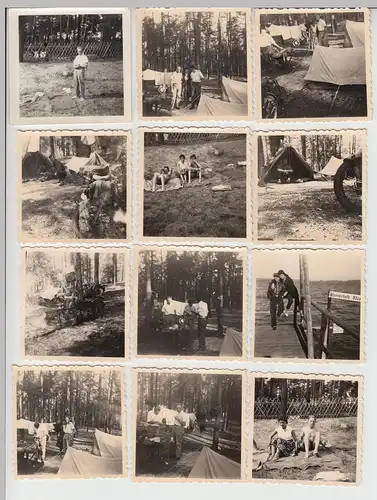 (F12054) 12x Orig. Foto Urlaub in Arendsee, DDR 1959, Zelten im Wald