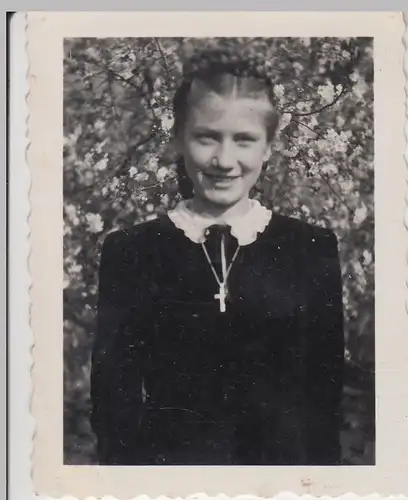 (F11958) Orig. Foto Konfirmation, Mädchen Marlies i. Halberstadt 1951