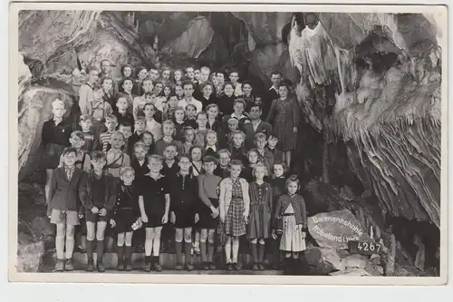 (F11912) Orig. Foto Baumannshöhle Rübeland, Gruppenbild d. KFL Königshütte 1952