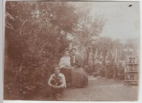 (F11851) Orig. Foto Personen in einem Garten, Fallinborstel 1906
