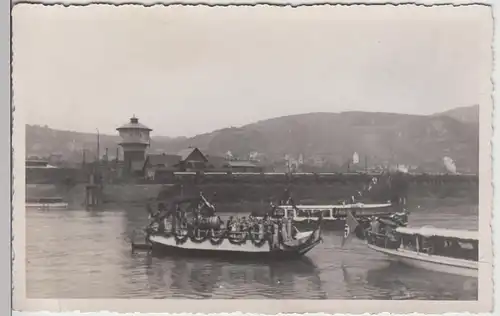 (F11789) Orig. Foto festlich geschmückte Boote a.d. Rhein, Rüdesheim? 1933-45