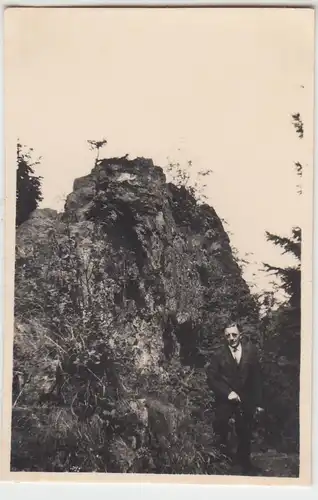 (F11661) Orig. Foto Zittauer Gebirge 1930, Personen auf dem Johannisstein