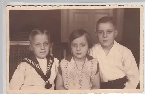 (F1158) Orig. Foto Portrait 3 Kinder, 1950er