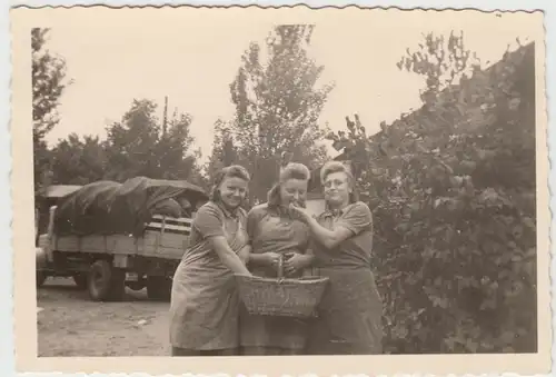 (F11371) Orig. Foto Ulrichshorst, Frauen mit Körbchen 1943