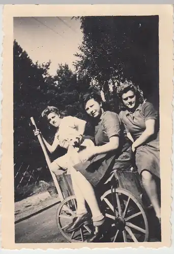 (F11362) Orig. Foto Ulrichshorst, Frauen beim "Moosholen" mit Handwagen 1943