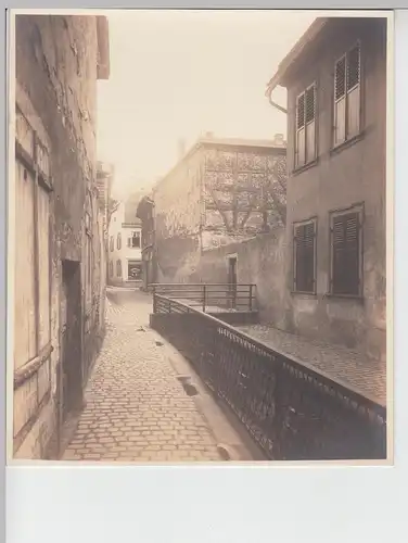 (F11092) Orig. Großfoto Worms, Gasse mit Bach, Wohnhäuser u. Gerberei Scherer,