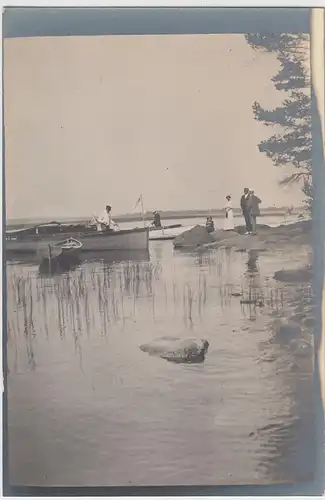 (F11032) Orig. Foto Karlstad, Bootsfahrt, Boote am Ufer 1913