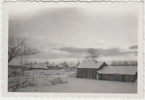 (F1097) Orig. Foto verschneite Häuser, Russland 1941/42