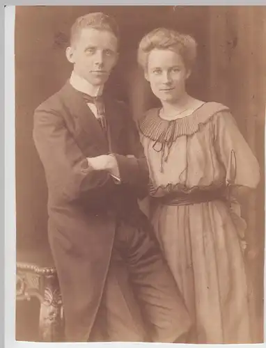 (F10955) Orig. Foto Porträt Hugo Stratmann mit Marie Knapstein, Brautpaar 1920er