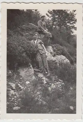 (F10917) Orig. Foto Wanderer am Felsen, 1933