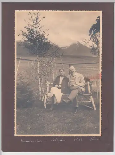 (F10877) 2x Orig. Groß-Fotos Paar in Café-Pension Sonnenalm im Allgäu 1932, ein