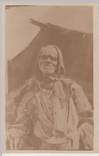 (F10735) Orig. Foto Arabischer Bettler vor seinem Zelt, um 1910