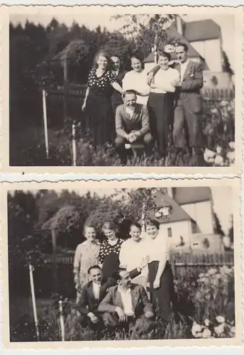 (F10510) 2x Orig. Foto Stolpen, Personen im Garten 1936