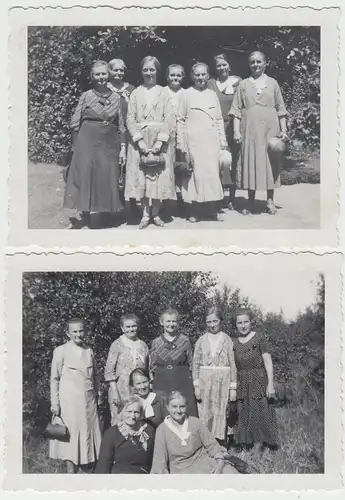 (F10499) 2x Orig. Foto Damen, Gruppenfoto im Freien 1930er