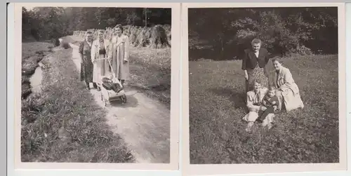 (F10456) 2x Orig. Foto Spaziergang im Zeitzgrund 1954
