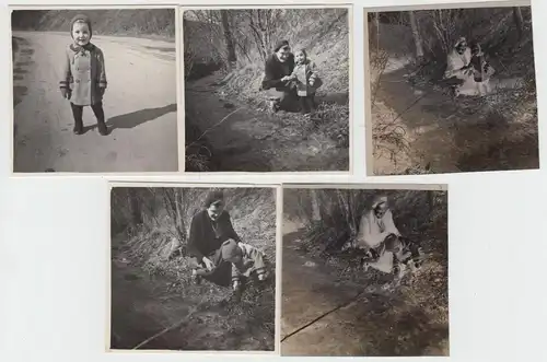 (F10455) 3x Orig. Foto + 2x Negativ, Spaziergang im Münchenrodaer Grund 1955