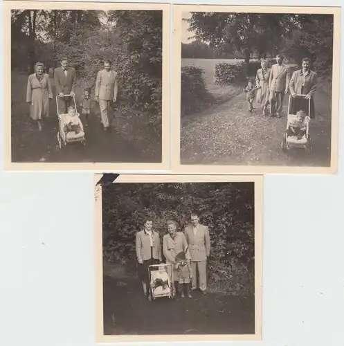 (F10451) 3x Orig. Foto Jena, Spaziergang im Paradies 1954