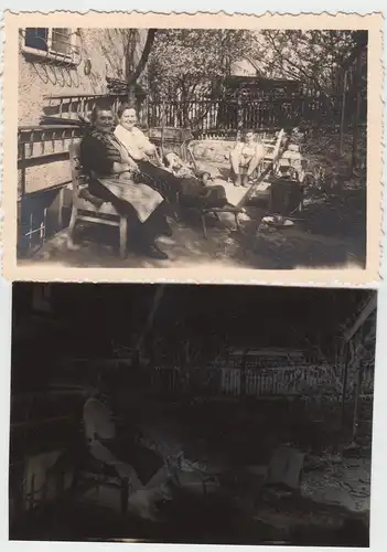 (F10426) Orig. Foto + Negativ Personen sitzen im Garten, Jena 1950