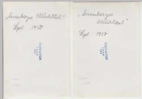 (F10423) 2x Orig. Foto + Negativ Personen im Mühltal bei Eisenberg 1950